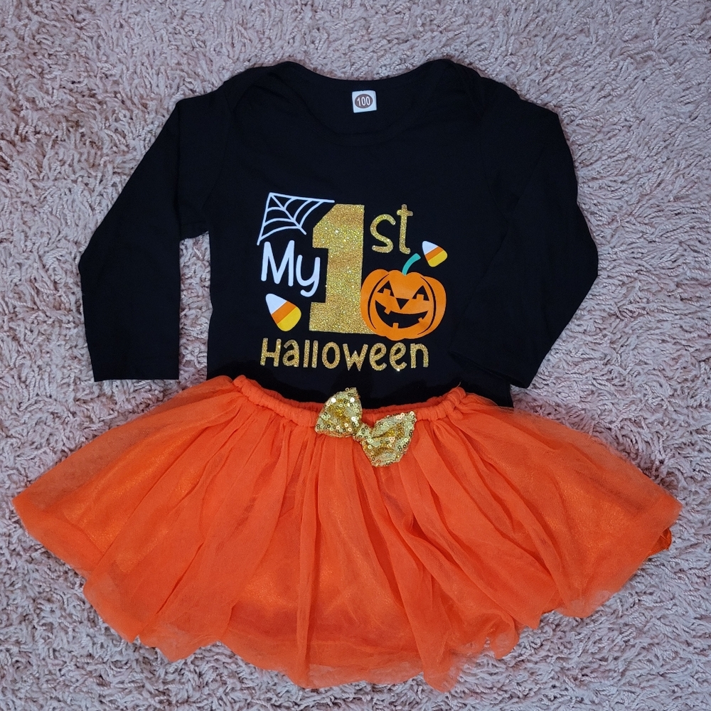 NWOT My First Halloween Tutu Matching Set Size 6-12